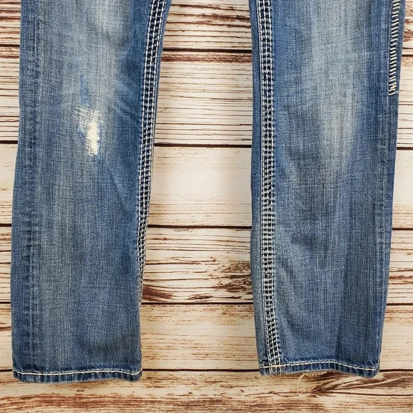 Rock Revival Men's 32x32 Brant Straight Leg Disterssed Jeans Buckle Exclusive - Picture 4 of 12